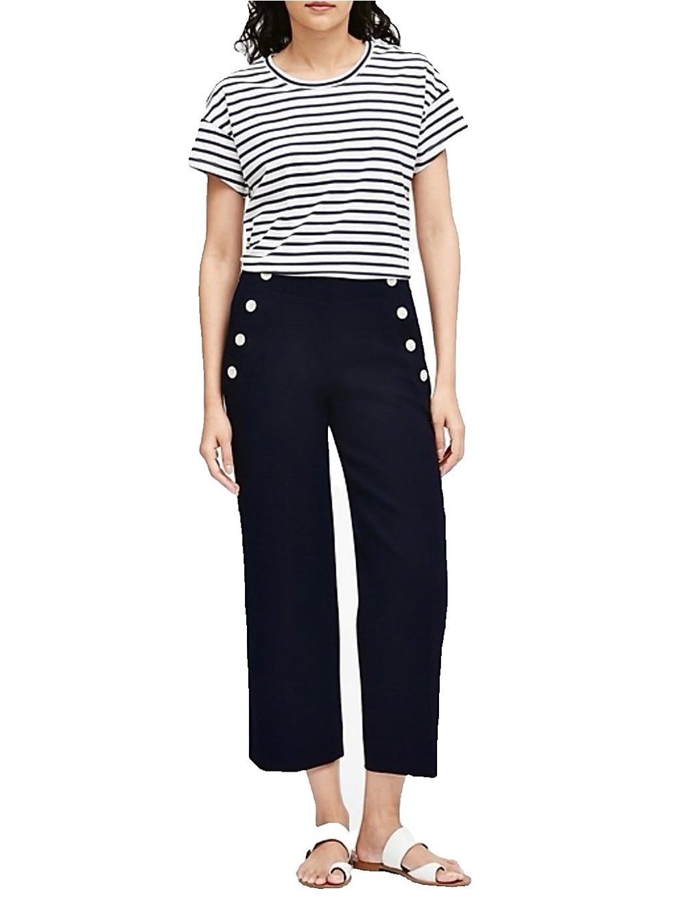 Banana Republic dark navy blue wide leg cropped sailor pants